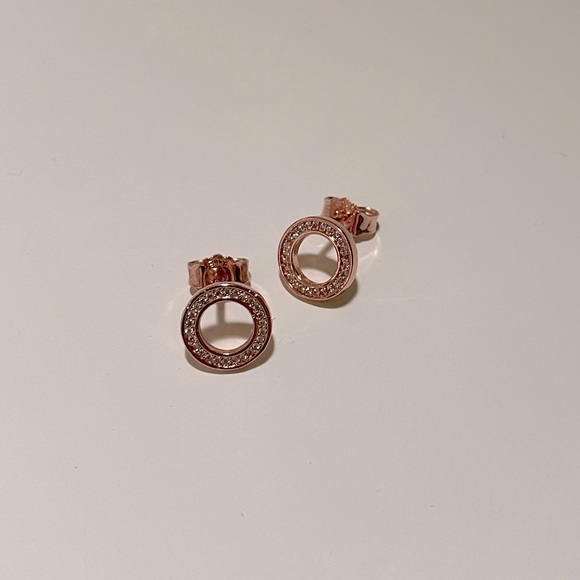 FASHION EARRINGS | Rose Gold Tone Circular Studs | NWOT - Picture 2 of 8
